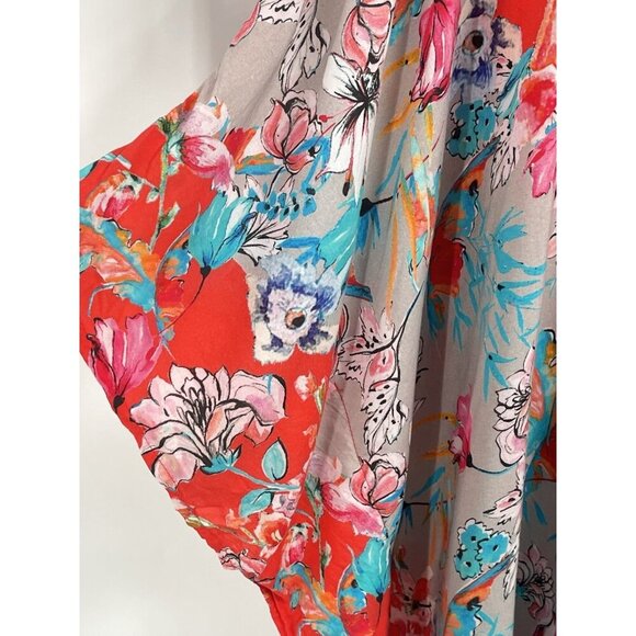 Tolani Narissa Poppy Pink Red Floral Silk Flowy Top Sz XL - Picture 3 of 6